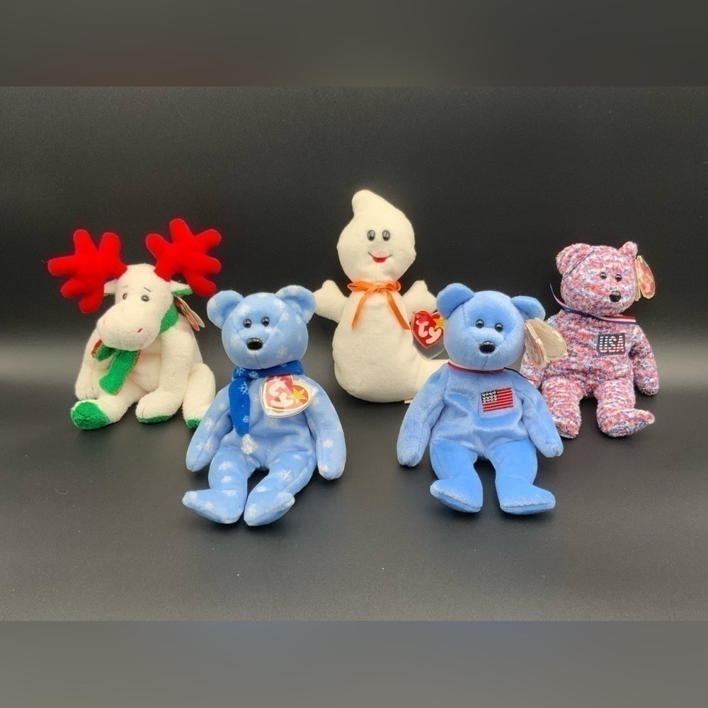Lot Of 5 Ty Beanie Babies Inc. SPOOKY the Ghost 10-31-1995 PVC Pellets - Picture 1 of 14